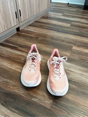 Hoka Women's Peach/Pink Lace-Up Running Shoes